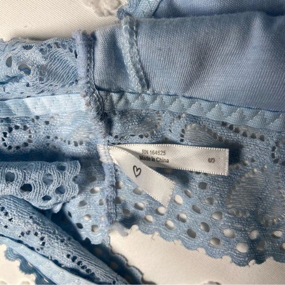 Rue 21 Light Blue Lace Halter Bralette Festival Crop Top Size S - Picture 5 of 6